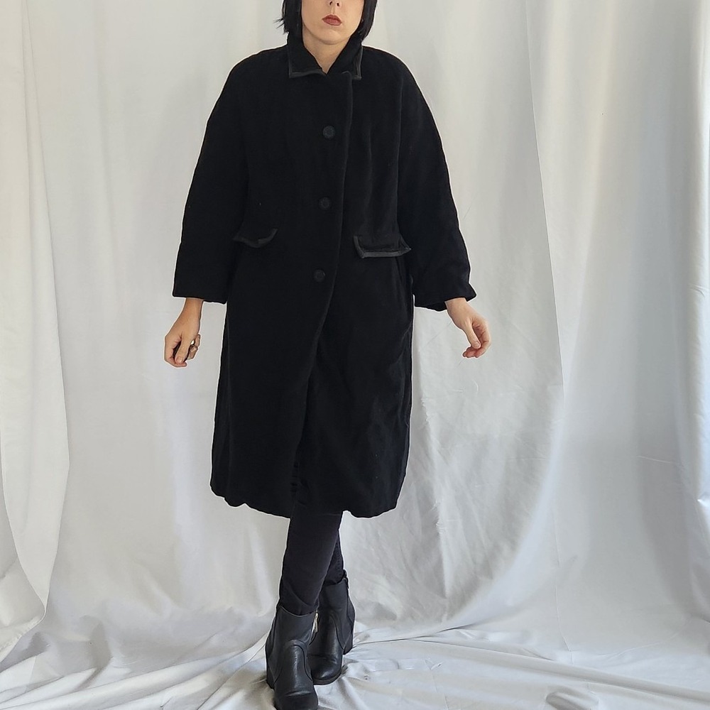 60s Black Cashmere Overcoat
